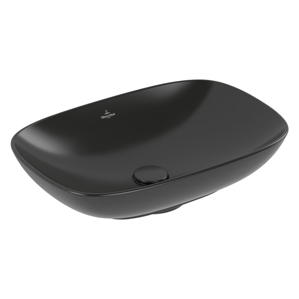 Cutout image of Villeroy & Boch Loop & Friends 560mm Pure Black Rectangular Countertop Basin